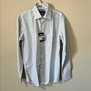Italian Cotton Boys/Mens Slim Fit Stripped Blue Dress Shirt Size XL NWT